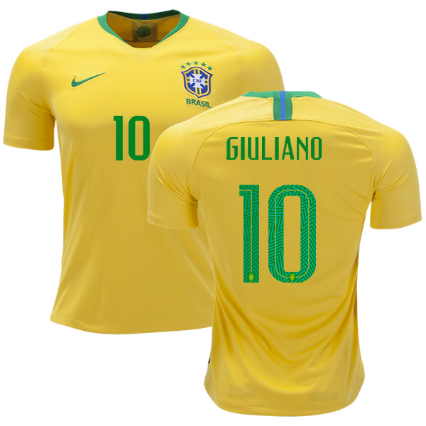 Brazil #10 Giuliano Home Soccer Country Jersey - Click Image to Close
